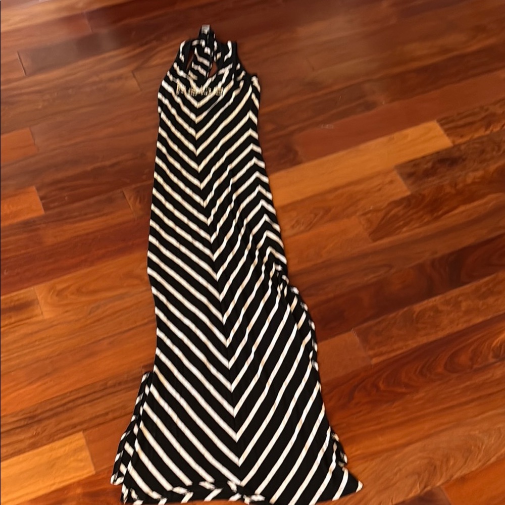 bebe Black and White Striped Dress